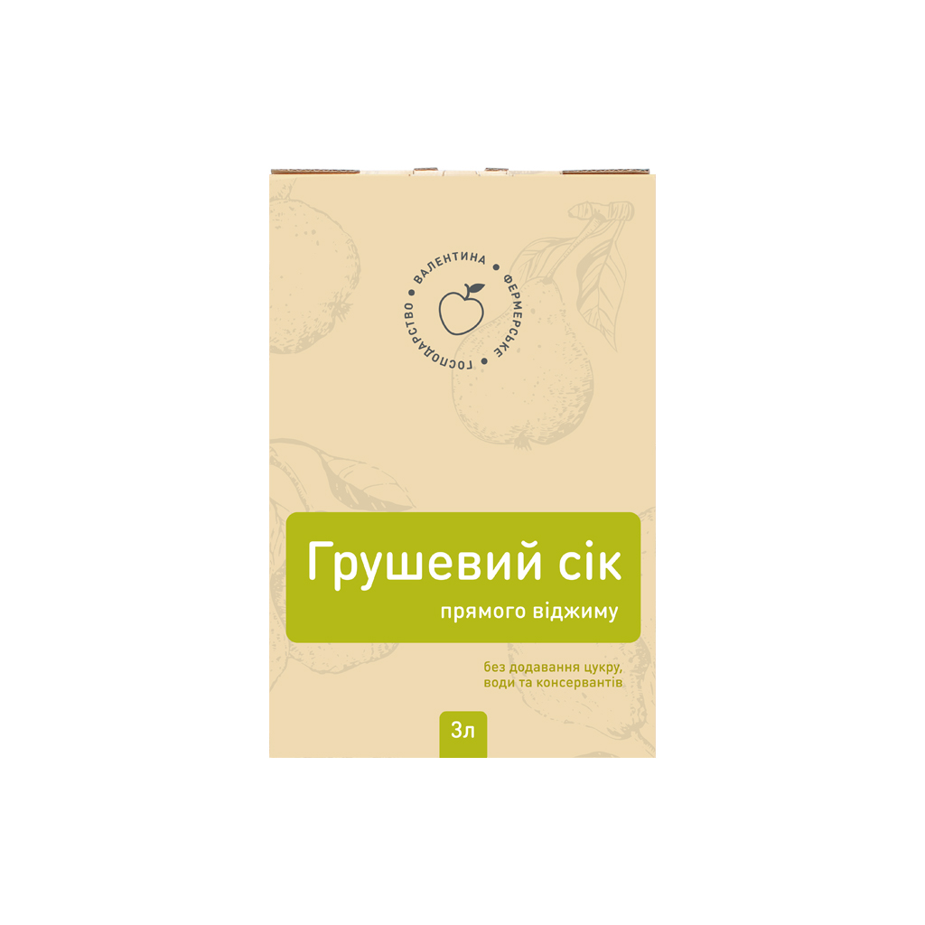 Сік грушевий прямого віджиму ФГ "ВАЛЕНТИНА", 3 л